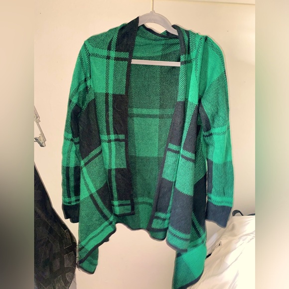 Green Plaid Cardigan - Picture 1 of 2